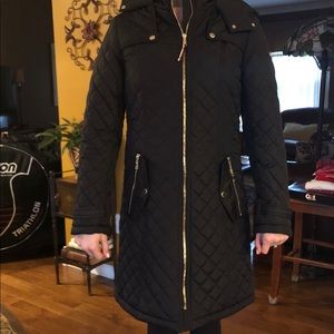 Black Tommy Hilfiger Quilted Long Winter Coat